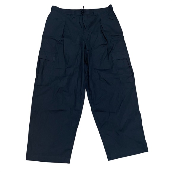 Athleta Pants - Athleta Black Paradise Straight Leg Cargo Pants Pull On Linen Blend Women's XL